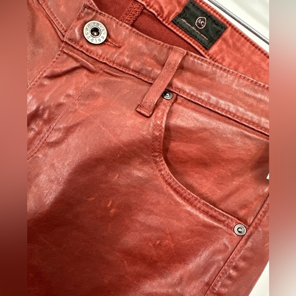 AG Adriano Goldschmied Faux Red Leather The Legging Ankle Wine Jean 28 R - Picture 4 of 7